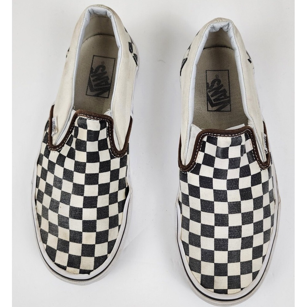 VANS OFF THE WALL CLASSIC CHECKERBOARD SLIP ON BLACK WHITE‎ SZ 8 mens, wmns 9.5